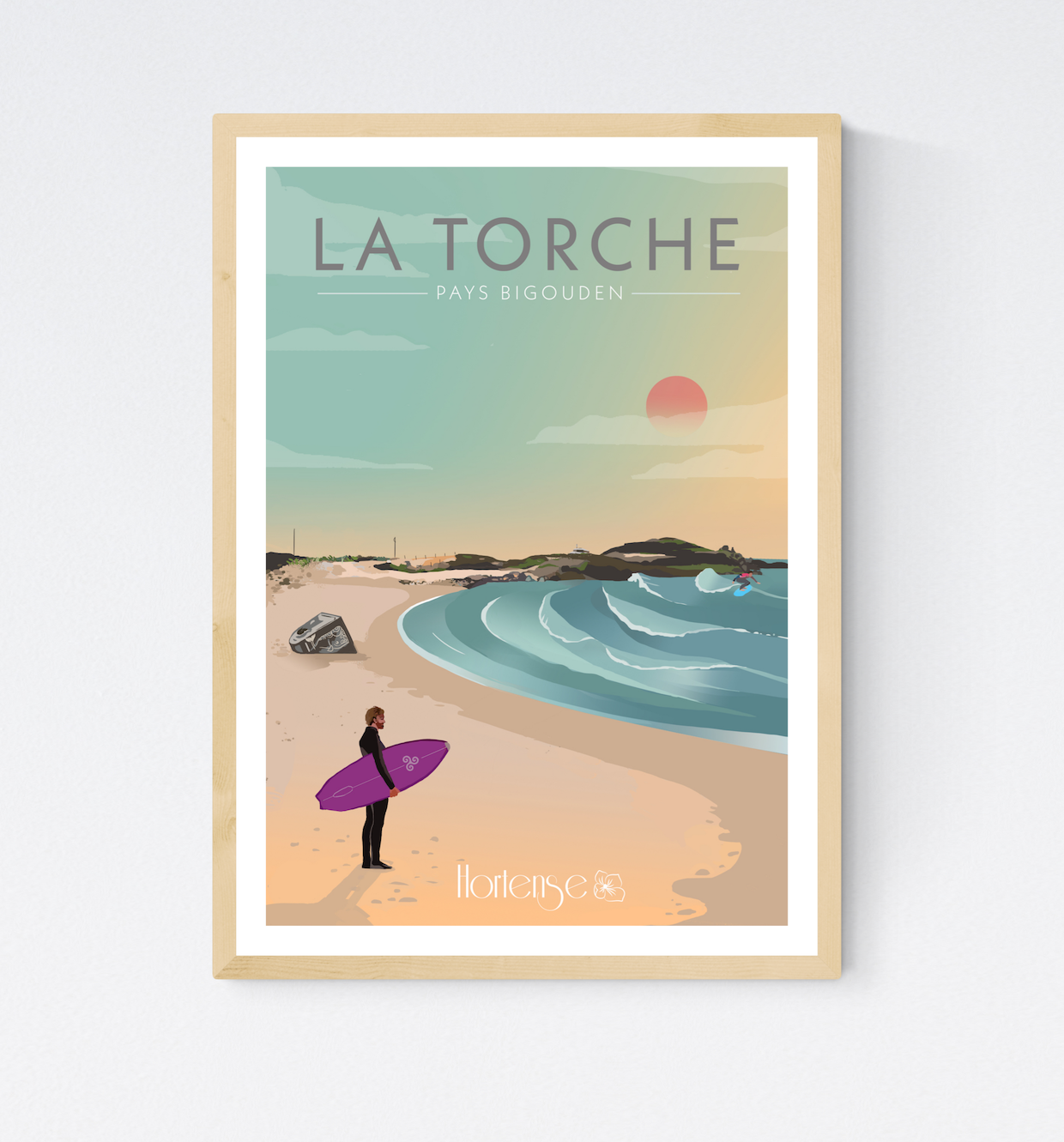 Poster Mural Plage Surf 50x40 Cm – Ambiance Torche & Vacances – Décoration Moderne Pour Salon Ou Chambre