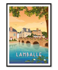 Affiche Lamballe - La collégiale Notre Dame et la pont Calmette
