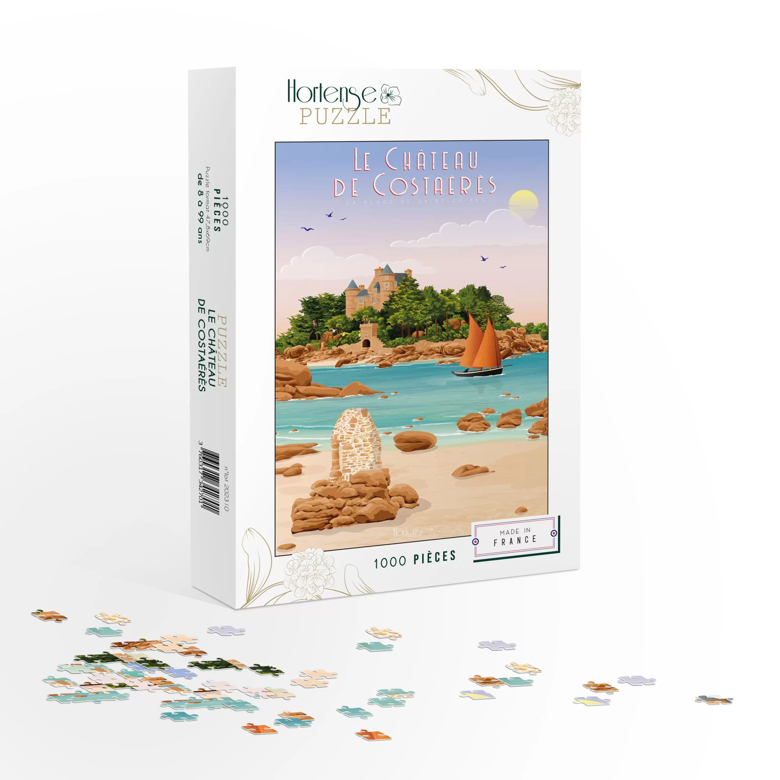 Puzzle le château de Costaérès et la plage de Saint-Guirec 1000 pièces