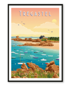 Affiche Trégastel - La plage de Coz Pors